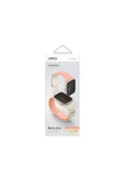 Apple Watch Revix Evo Serisi  3/4/5/6/7/8/9/Se 38mm / 40mm / 41mm Çelik-Silikon Mıknatıslı Kordon  Crepe Pink - Ivory - 5