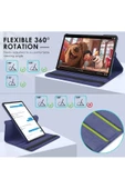 Ipad Air 13 Inç 2024 M2 Çip Uyumlu 360° Dönebilen Uyku Modlu Standlı Pu Deri Tablet Kapaklı Kılıf  Lacivert - 3