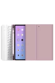 Apple Ipad Pro 4. Nesil M2 2022 11 Inç Uyumlu Bluetooth Klavyeli Kılıf Kalem Bölmeli (TÜRKÇE KLAVYE)  PEMBE - 1