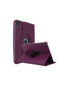iPad Pro 4. Nesil M2 2022 11 Inç 360° Dönebilen Standlı Tablet Kılıfı Ekran Koruyucu ve Kalem Seti  Mor thumbnail 4