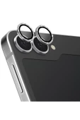 Samsung Galaxy Z Flip 6 Lens Koruyucu Optix Serisi True HD Netlik 9H Koruma Alüminyum Çerçeve  White Shimmer - 1