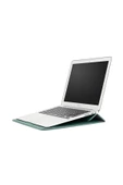 Apple Macbook Air M2 15 Inç 2023 M2 Çip A2941 Uyumlu Deri Mıknatıslı Çanta Stantlı Şık Tasarım  Haki - 6