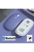 Macbook/Huawei/Samsung/Lenovo Uyumlu Şarj Edilebilir Sessiz Mouse Wifi Kablosuz Mouse Fare  Lavanta - 2