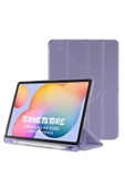 Samsung Galaxy Tab S6 Lite P610 Uyumlu Kalem Bölmeli Pu Deri Arkası Yumuşak Koruyucu Silikon Kılıf  Mor - 1