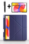 Huawei Matepad Se 11'' inç 2024 Uyumlu Kalem Bölmeli Standlı Kılıf + Ekran Koruyucu + Kalem 3'lü Set  Lacivert thumbnail 1
