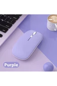 Macbook/Huawei/Samsung/Lenovo Uyumlu Şarj Edilebilir Sessiz Mouse Wifi Kablosuz Mouse Fare  Lavanta - 1