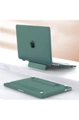 Macbook Pro 13 M1-m2 Çip A2251-a2289-a2338-a2159 Uyumlu Standlı Şeffaf İz Bırakmayan Koruyucu Kapak  Koyu Yeşil - 2