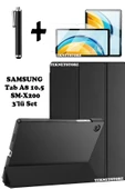 Samsung Galaxy Tab A8 10.5 Inç Sm-x200 Uyumlu Uyku Modlu Tablet Kılıfı Ekran Koruyucu Kalem  SİYAH - 1