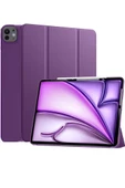 iPad Air 13" M3 (2025) / M2 (2024) Kılıf Kapaklı Smart Standlı Uyku Modlu Akıllı Case  Mor - 1