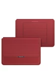 Macbook Air 13.6 Inç M2-M3-M4 Çip A2681 A3113 A3240 Uyumlu Ofis Çanta Deri Mıknatıslı Standlı Kılıf  13 - 14,9 inç Kırmızı - 1