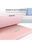 Macbook Air 13.6 Inç M2-M3-M4 Çip A2681 A3113 A3240 Uyumlu Ofis Çanta Deri Mıknatıslı Standlı Kılıf  13 - 14,9 inç Siyah - 4