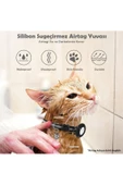 Airtag Yuvalı Kedi Ve Köpek Tasması Kilitli Güvenlik Aparatı Airtag Kılıfı ve Zil Boyun Tasması GPS  Tek Ebat Siyah - 5