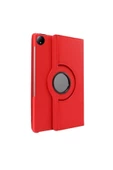 Xiaomi Redmi Pad Se 8.7 Inç Tablet Uyumlu Uyku Modlu 360 Döner Pu Deri Kılıf Seti KIRMIZI - 5