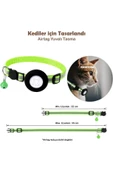 Airtag Yuvalı Kedi Ve Köpek Tasması Kilitli Güvenlik Aparatı Airtag Kılıfı ve Zil Boyun Tasması GPS  Tek Ebat Sarı - 2
