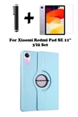 Xiaomi Redmi Pad Se 11 Inç Tablet Uyumlu Uyku Modlu 360 Döner Pu Deri Kılıf Seti  MAVİ - 1