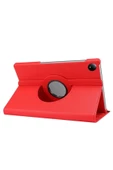 Xiaomi Redmi Pad Se 8.7 Inç Tablet Uyumlu Uyku Modlu 360 Döner Pu Deri Kılıf Seti KIRMIZI - 6