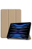 iPad Air 13" M3 (2025) / M2 (2024) Kılıf Kapaklı Smart Standlı Uyku Modlu Akıllı Case  Gold thumbnail 1