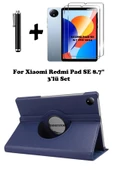 Xiaomi Redmi Pad Se 8.7 Inç Tablet Uyumlu Uyku Modlu 360 Döner Pu Deri Kılıf Seti  LACİVERT - 2