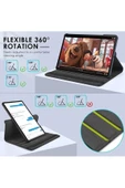 Xiaomi Redmi Pad Se 11 Inç Tablet Uyumlu Uyku Modlu 360 Döner Pu Deri Kılıf Seti  SİYAH - 4