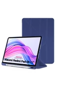 Xiaomi Redmi Pad SE 11 Inç Tablet Uyumlu Kılıf Katlanır Kalemlikli Standlı Uyku Modlu Akıllı Kapak  LACİVERT - 1