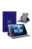 Samsung Galaxy Tab A9+Plus Uyumlu Kılıf Pu Deri Çiçek Desenli Standlı Universal 11 inç SM-X210  Lacivert - 1