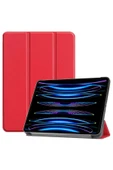 Apple Ipad Pro 4. Nesil M2 2022 11 Inç Tablet Uyumlu Flip Smart Standlı Akıllı Kılıf Smart Cover  Kırmızı - 1