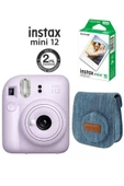 Instax Mini 12 Mor Fotoğraf Makinesi 10'lu Film ve Jean Çantalı Hediye Seti 66 - 1