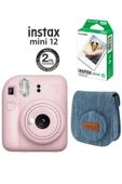Instax Mini 12 Pembe Fotoğraf Makinesi 10'lu Film ve Jean Çantalı Hediye Seti 66 - 1