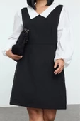 Moda Stil Relaxed Gömlek Yaka Midi Boy Büyük Beden Tüvit Dokuma Büyük Beden Elbise - 1