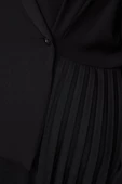 Moda Stil Relaxed Ceket Yaka Midi Boy Büyük Beden Pilise Etekli Dokuma Büyük Beden Ceket Elbise - 2