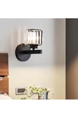 burenze Modern Tasarım Kristal Taşlı Duvar Aplik 1 adet Elekrikle Çalışır Siyah - 2