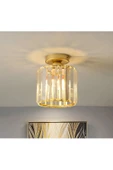 burenze Modern Lüks Kristal Taşlı Plafonyer Avize Eskitme Gold - 1