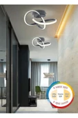 burenze Modern 3 Renk Işıklı Salon Mutfak Oturma Odası Avize Plafonyer Tavan Mario Led Avize Antrasit Füme - 1
