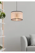 burenze Modern Rattan Boheme Tasarım Salon Mutfak Oturma Odası Avize Doğal Hazeran Tekli Avize Hasır 15 Cm - 1
