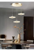 Buiva Modern Lotus Sarkıt Avize 3 lü Sarkıt Avize French Gold Sarı Power Led Avize Warm White Gün Işığı - 2