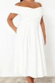 Moda Fitted Midi Boy Büyük Beden Dokuma Büyük Beden Abiye Bridal Nikah Nişan Gece Elbisesi - 3