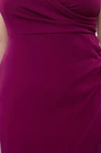 Moda Fitted Kalp Yaka Maxi Büyük Beden Yırtmaçlı Uzun Astarlı Abiye Gece Mezuniyet Nişan Elbise - 2