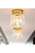 burenze Modern Lüks Kristal Taşlı Plafonyer Avize Eskitme Gold - 2