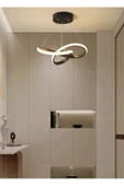 burenze Modern Tasarım Bumerang Sarkıt Power Led Avize Hol Antre Mutfak Salon Oturma Odası Avize Siyah Gövde - 2