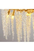 burenze Luxury Exclusive Collection Modern Kristal Taşlı Diamond Pırlanta Gold Sarı Elips Yemek Masası Avize - 5