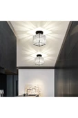 burenze Modern Luxury Plafonyer Tavan Kristal Taşlı Avize Kare Hol Antre Avize Siyah - 5