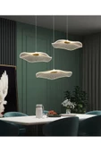 burenze Luxury Exclusive Üçlü Yuvarlak Sarkıt Led Avize Jellyfish Salon Mutfak Oturma Odası Avize Gold Sarı - 1