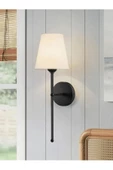 Fico Home Modern Tasarım 1 Adet Pilli Aplik Aç Kapa Butonlu Kablosuz Krem Abajur Tak Çalıştır Siyah - 3