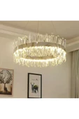 burenze A++ Luxury Modern Kristal Taşlı Sarkıt Power Led Avize Kademeli 3 Renk Krom 60'lık - 1