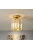 burenze Modern Luxury Plafonyer Kristal Taşlı Avize Gold Sarı Hol Antre Avize - 2