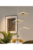 burenze Luxury Exclusive Üçlü Yuvarlak Sarkıt Led Avize Jellyfish Salon Mutfak Oturma Odası Avize Gold Sarı - 4