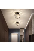 burenze Modern Luxury Plafonyer Tavan Kristal Taşlı Avize Kare Hol Antre Avize Siyah - 2