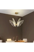 burenze Luxury Kademeli 3 Renk Işıklı Modern Kelebek Sarkıt Led Avize Butterfly Gold Sarı - 3