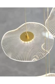 burenze Luxury Exclusive Üçlü Yuvarlak Sarkıt Led Avize Jellyfish Salon Mutfak Oturma Odası Avize Gold Sarı - 2