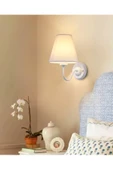 burenze Modern Tasarım Aplik Parlak Beyaz Gövde Krem Abajur Elektrikle Çalışır - 2
